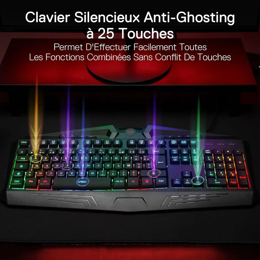 Redragon K503 Clavier gaming filaire AZERTY RGB avec repose-poignet