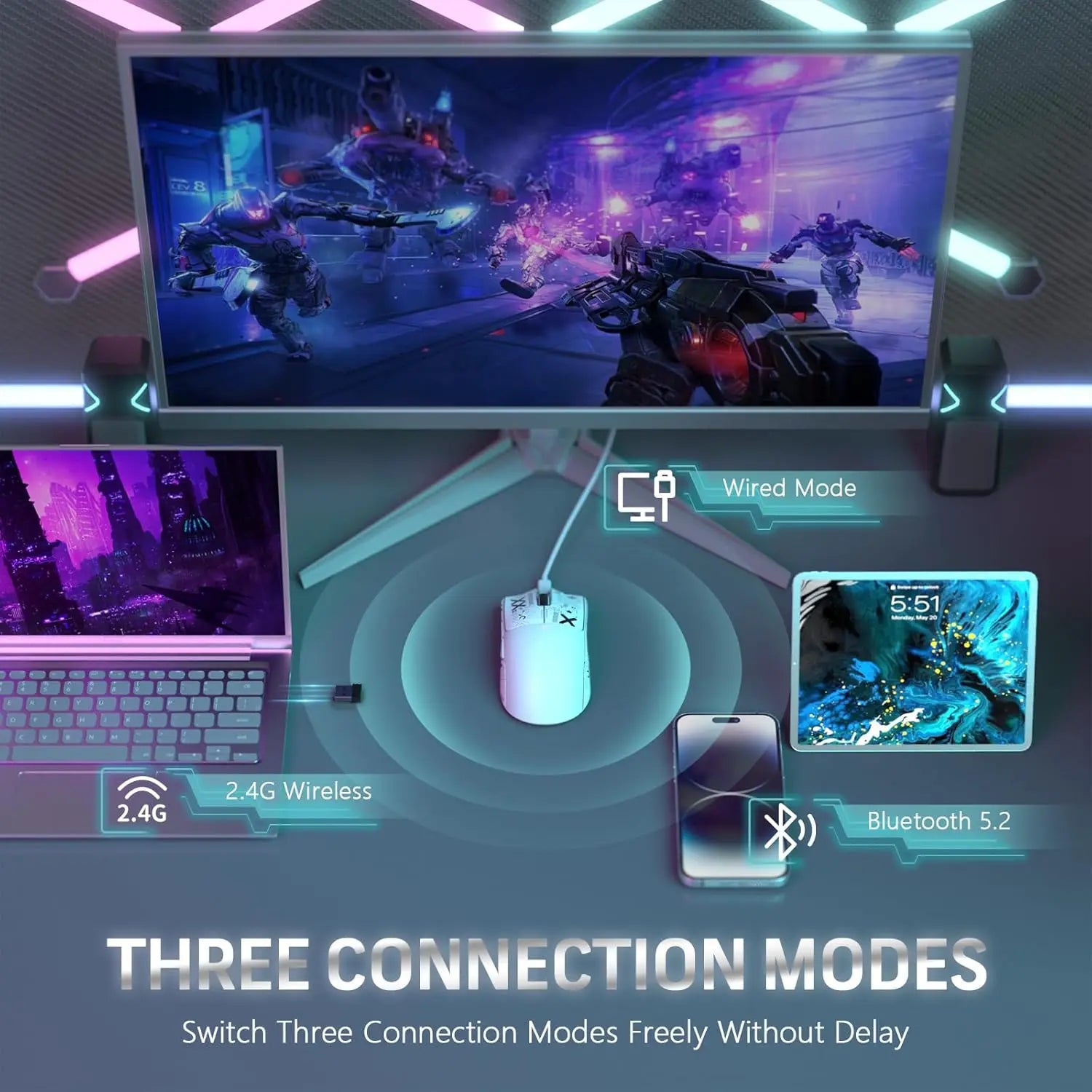 ATTACK SHARK X11 Souris Gaming Sans Fil + Dock de Charge Magnétique ( 3 coloris au choix )