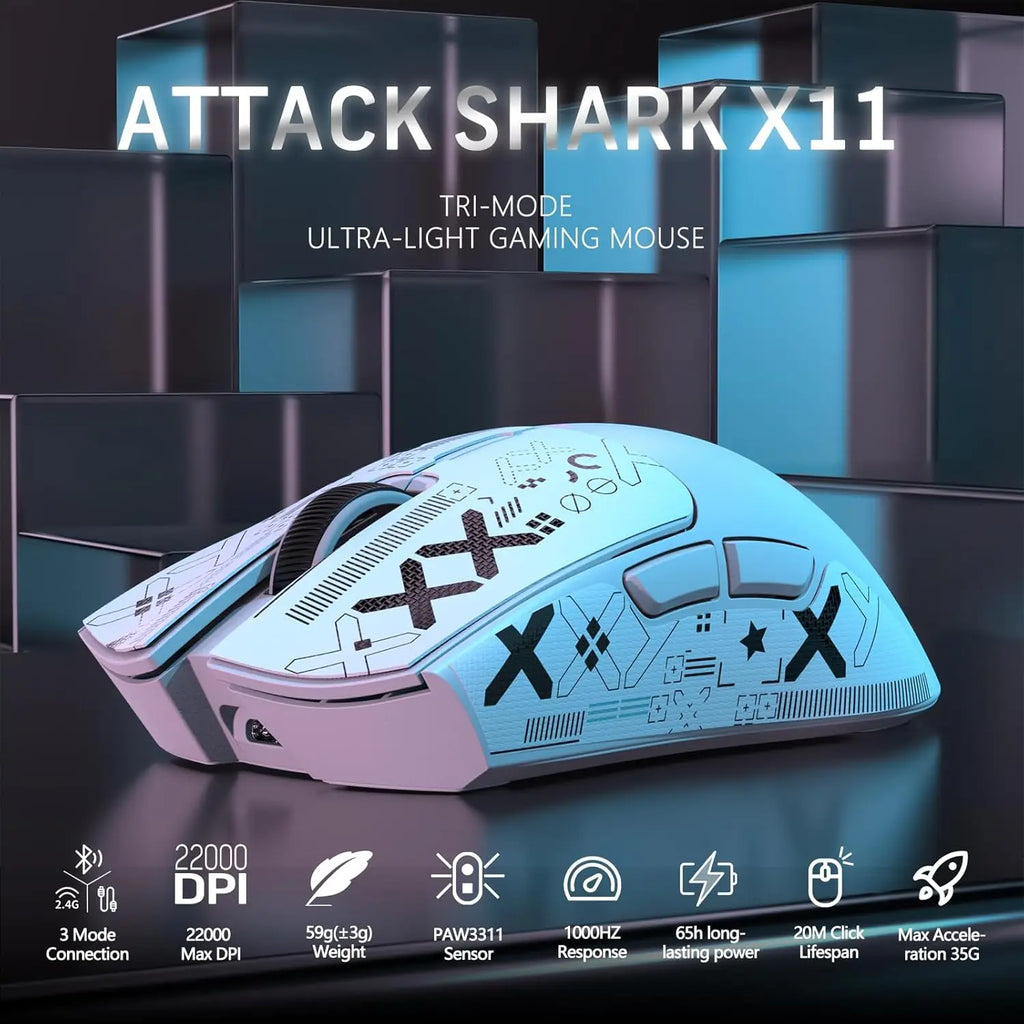 ATTACK SHARK X11 Souris Gaming Sans Fil + Dock de Charge Magnétique ( 3 coloris au choix )