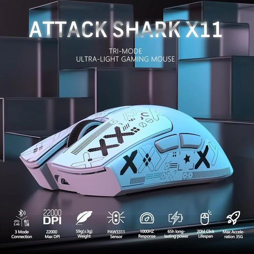 ATTACK SHARK X11 Souris Gaming Sans Fil + Dock de Charge Magnétique ( 3 coloris au choix )