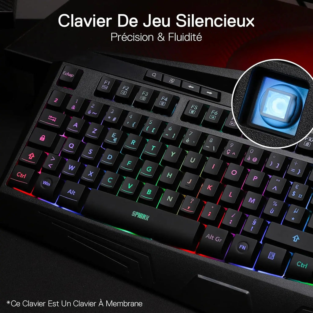 Redragon K503 Clavier gaming filaire AZERTY RGB avec repose-poignet