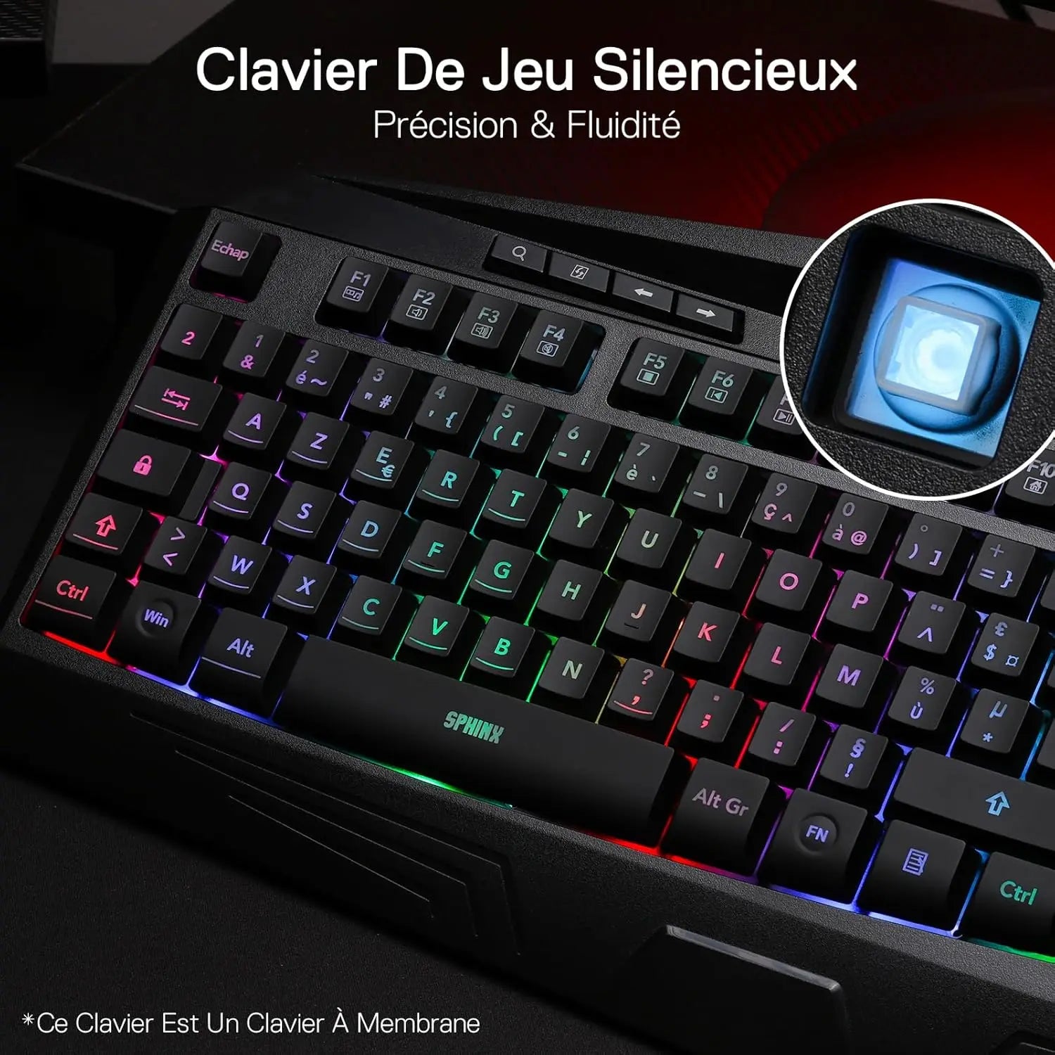 Redragon K503 Clavier gaming filaire AZERTY RGB avec repose-poignet