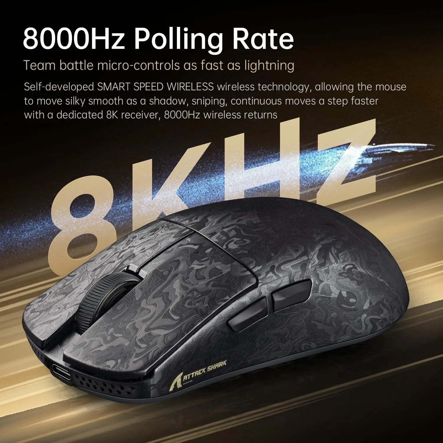 ATTACK SHARK R11 Souris Gaming Sans Fil Fibre de Carbone + Câble LED ( 2 coloris au choix )