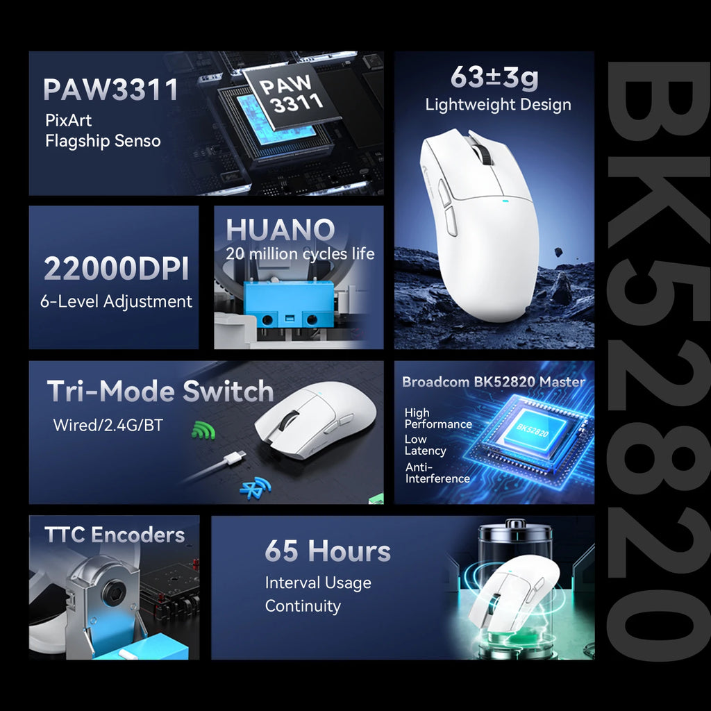 ATTACK SHARK X11SE Souris Gaming Sans Fil ( 4 coloris au choix )