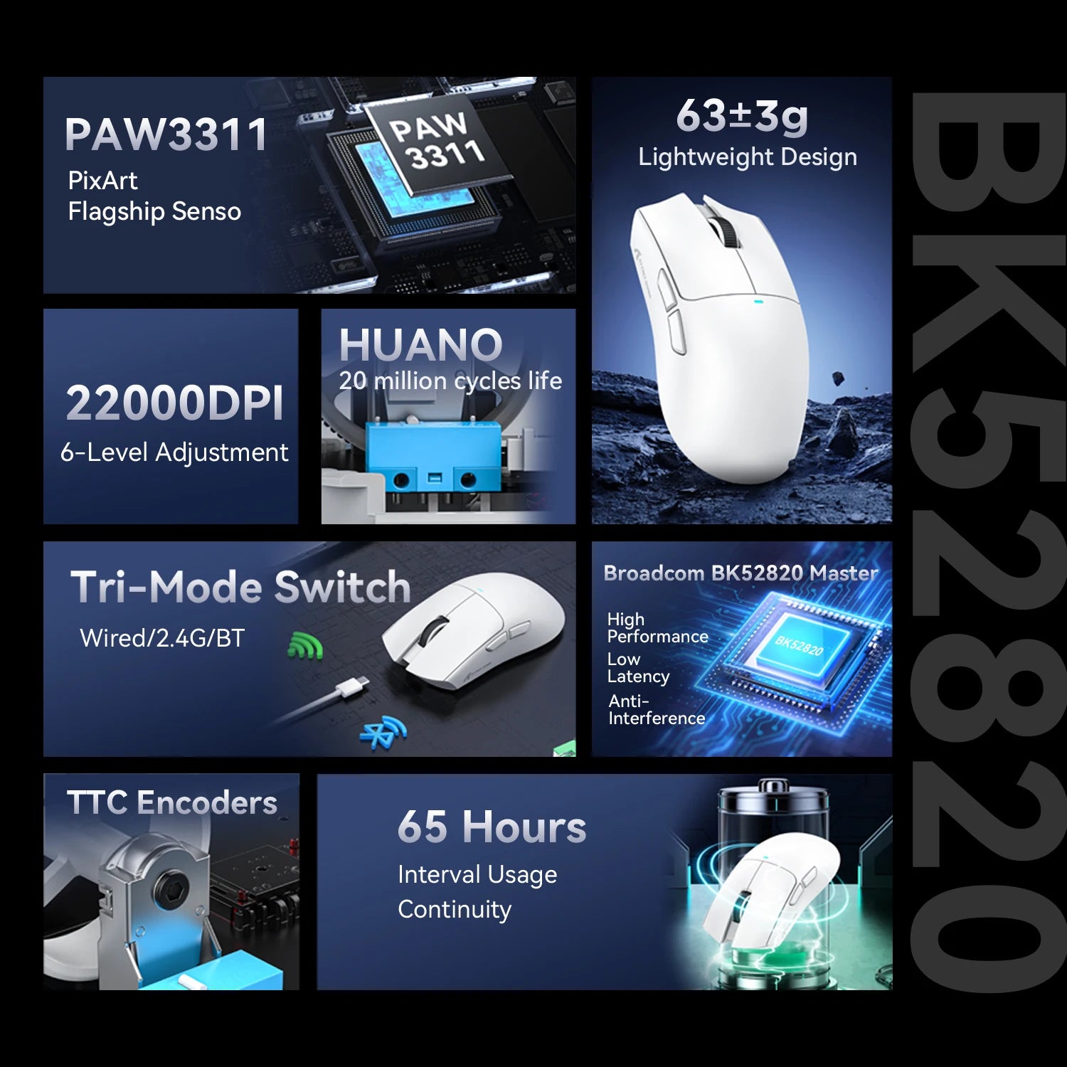 ATTACK SHARK X11SE Souris Gaming Sans Fil ( 4 coloris au choix )