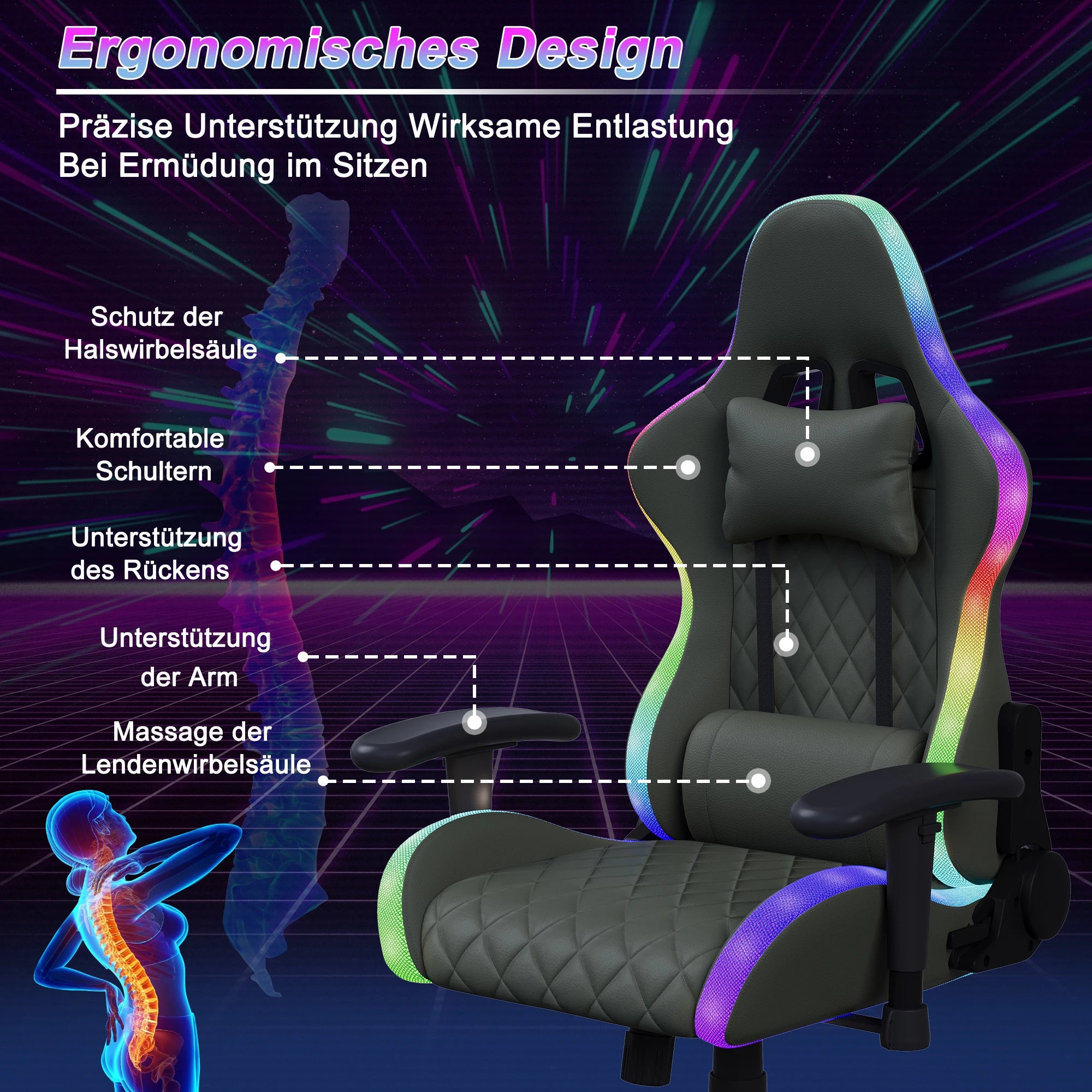 Fauteuil Gaming avec éclairage LED