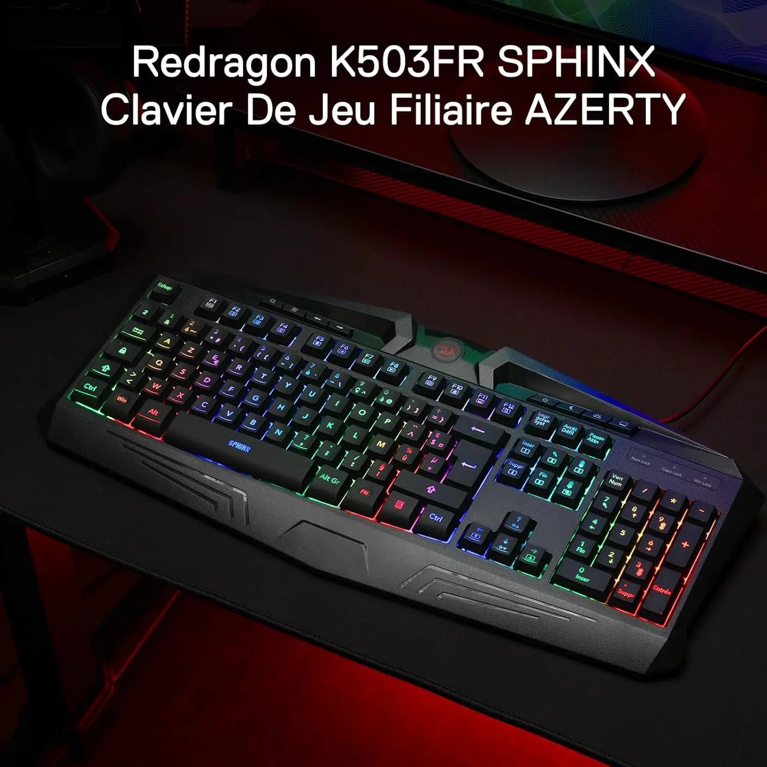 Redragon K503 Clavier gaming filaire AZERTY RGB avec repose-poignet