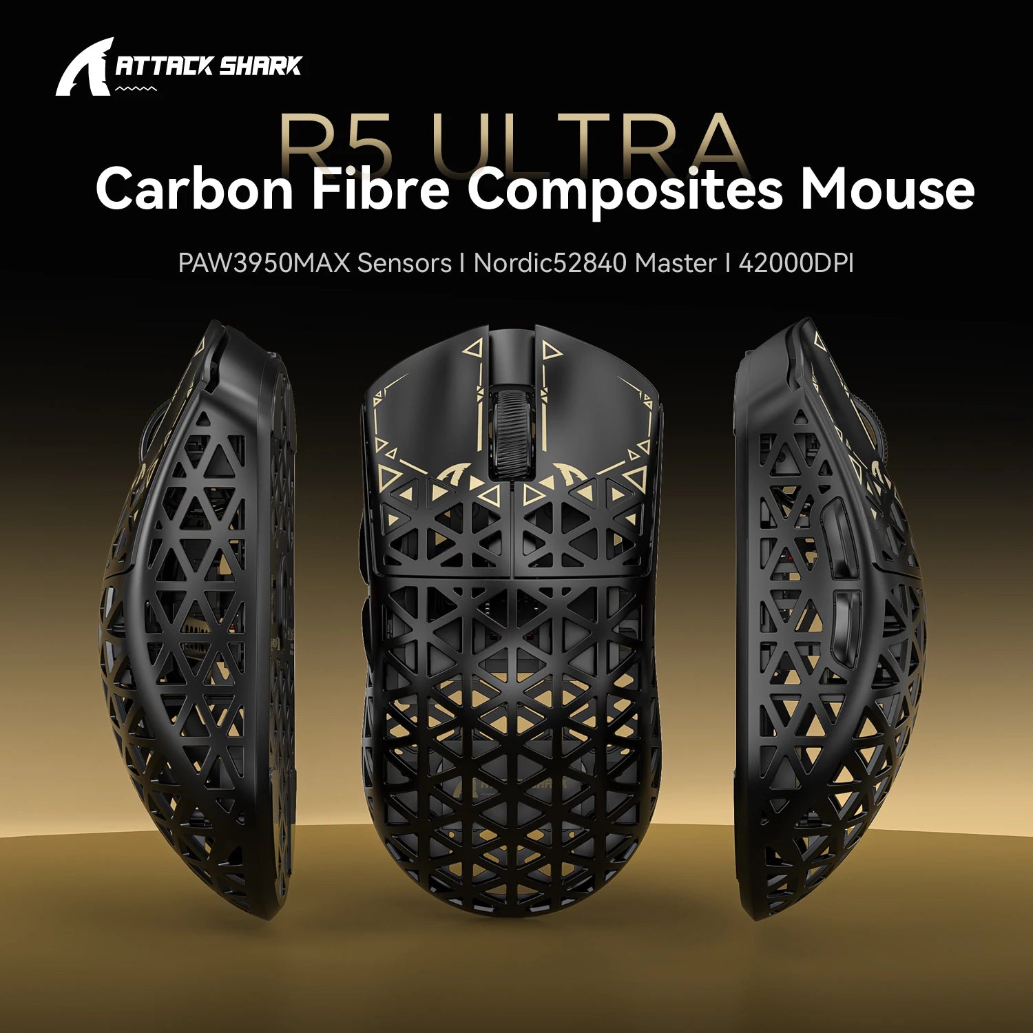 ATTACK SHARK R5 Ultra Souris Gaming Sans Fil Fibre de Carbone ( 4 coloris au choix )
