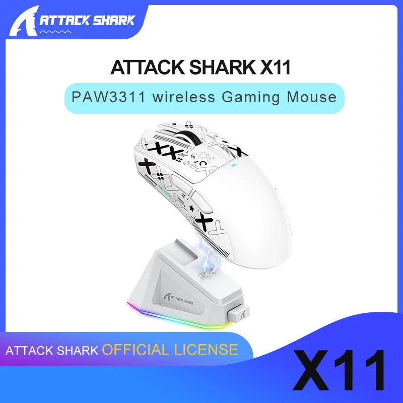 ATTACK SHARK X11 Souris Gaming Sans Fil + Dock de Charge Magnétique ( 3 coloris au choix )