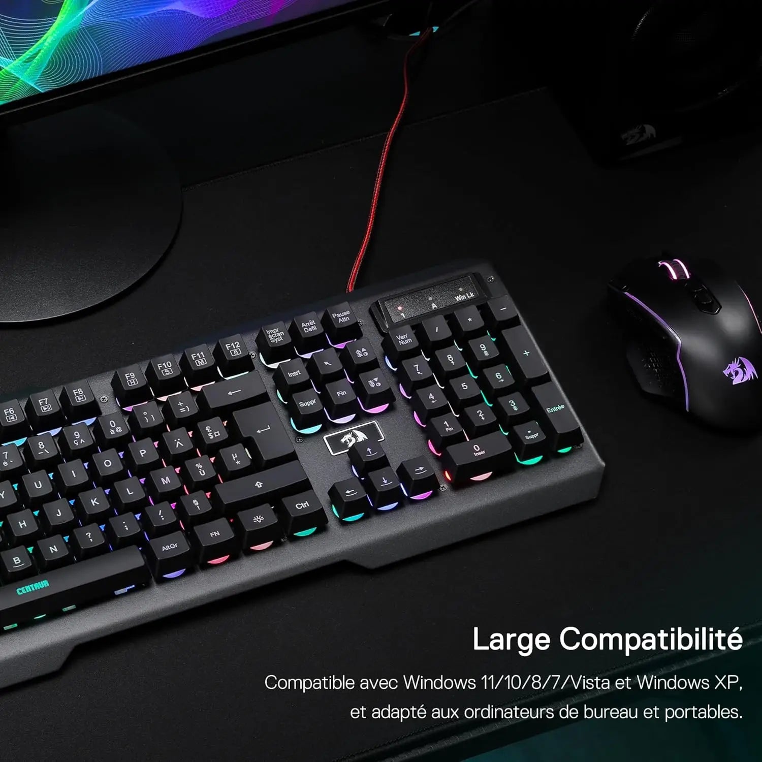 Redragon K506 Clavier filaire avec LED arc-en-ciel
