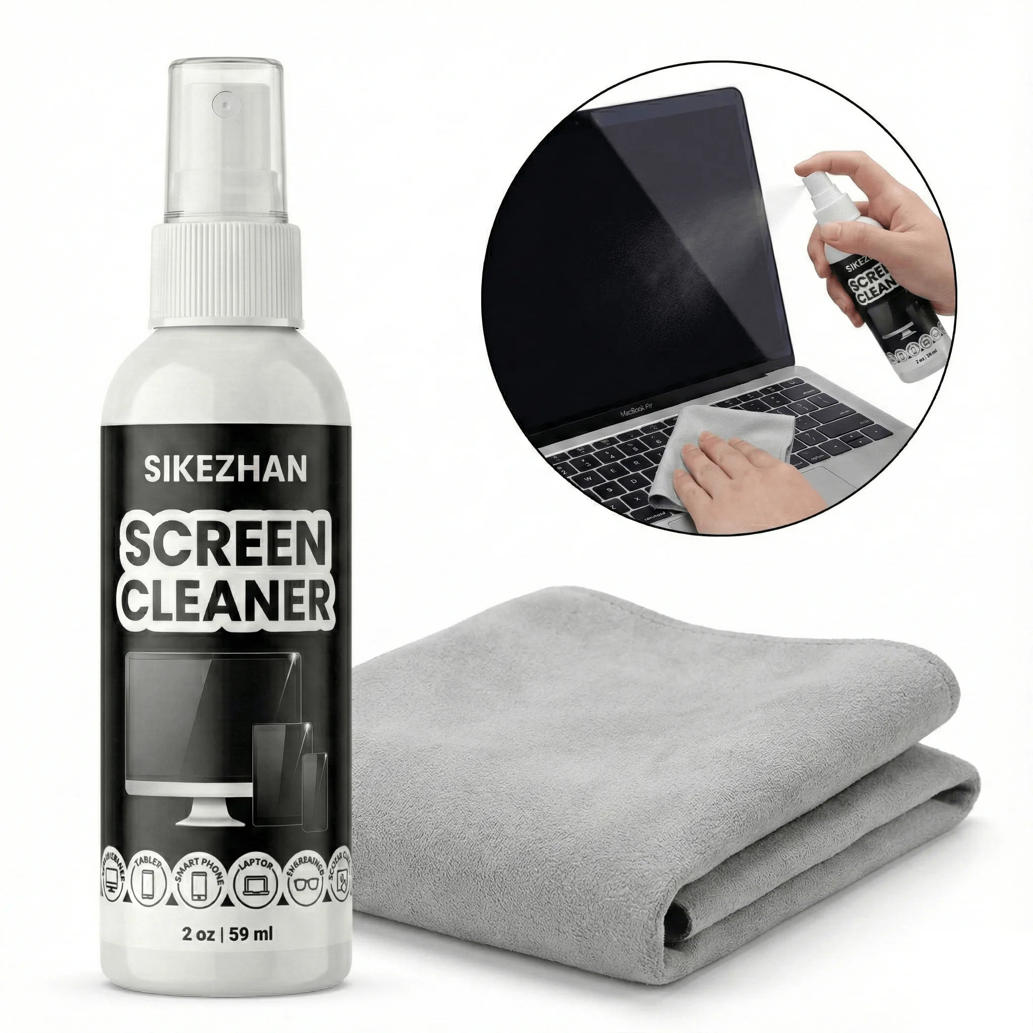 Kit de Nettoyage d'Écran avec Chiffon Microfibre